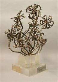 Lot 132 Brutalist Welded Steel Modern Flower Sculpture. C