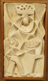 Lot 140 DAVID ORDONEZ Figural Sculptural Wall Plaque. Gla