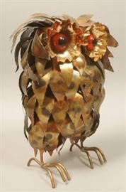 Lot 144 Brutalist Mixed Metal Owl Table Sculpture. Welded