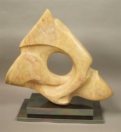 Lot 147 Large Carved Stone Modernist Sculpture. Organic t
