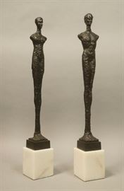 Lot 148 Pr ALBERTO GIACOMETTI Style Figural Sculptures. E