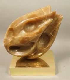 Lot 149 Carved Onyx Modernist Table Sculpture. Abstract b
