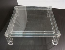 Lot 176 Oversized Square Glass  Lucite Cocktail Table. M