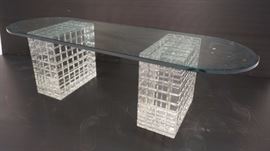 Lot 181 Lucite Base Glass Top Cocktail Coffee Table. Mode
