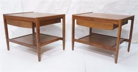 Lot 187 Pr JENS RISOM Style Modern Walnut Side Tables. La