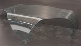 Lot 194 Modern Slumped Glass Cocktail Coffee Table. Organ