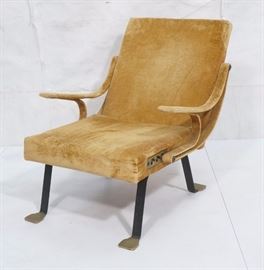 Lot 196 Modern Italian Gold Velvet Lounge Chair Recliner.