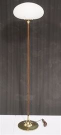 Lot 199 LAUREL Brass Tone Mushroom Floor Lamp. Frosted wh