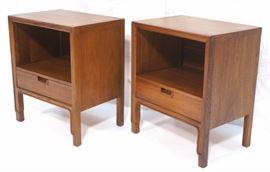 Lot 201 Pr JANUS AMERICAN MODERN Walnut Night Stands. Ban