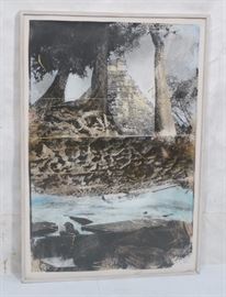 Lot 204  Signed Lg Handcolored Photo Montage Print. May