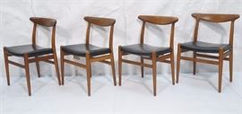 Lot 206 Set 4 HANS WEGNER Danish Dining Side Chairs. Geor