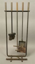 Lot 212 4pc Modern Black Iron Fireplace Tools. 3 tools on