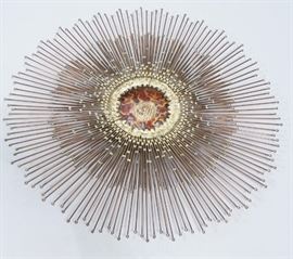 Lot 225 Brutalist Sunburst Mixed Metal 3D Wall Sculpture.
