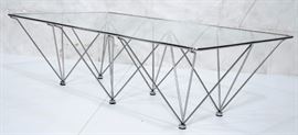 Lot 228 Modernist Chrome Steel Glass Cocktail Table. Inse