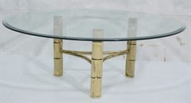 Lot 234 Italian Brass Tone Faux Bamboo Glass Cocktail Cof