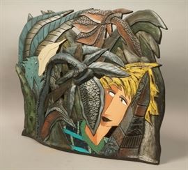 Lot 240 DAVID STABLEY Terracotta Polychrome Sculptural Bo