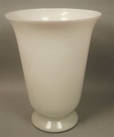 Lot 241 Modern Large White Glass Trumpet Form Floor Vase.