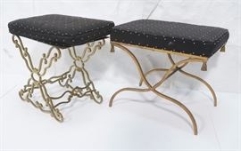 Lot 242 2 Decorator Metal Base Bench Stool Seats. 1 Ital