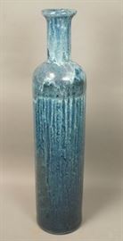 Lot 252 Tall Oversized Blue Glazed Ceramic Floor Vase. Mo