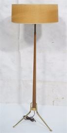 Lot 254 Italian Modern Mahogany Brass Tone Floor Lamp. T