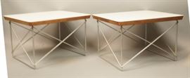 Lot 264 Pr CHARLES EAMES Wire Frame Table LTR Model. Whit
