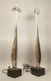 Lot 285 Pr Elegant Modern Elongated Pod Form Table Lamps.