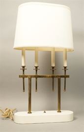 Lot 295 TOMMI PARZINGER Style Bronze 4 Candle Table Lamp.