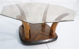 Lot 313 Henredon laminated glass top Cocktail Table. Four