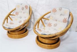 Lot 320 Pr Bamboo Miami Modern Papasan Chairs. Round hoop