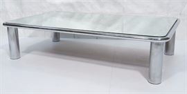Lot 323 PACE Chrome Mirrored Glass Cocktail Table. Thick 