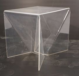 Lot 327 Molded Lucite Modern Bench Seat. Origami folded c