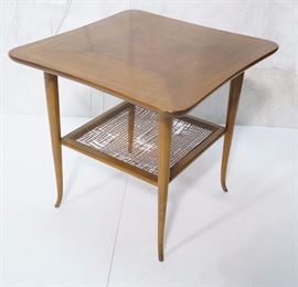 Lot 328 Robsjohn Gibbings Side Table. Woven Caned Lower s