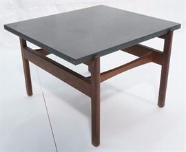 Lot 329 Slate Top Walnut Frame Modern Side Table. Black s