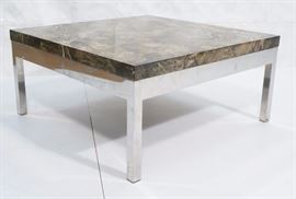 Lot 332 Faux Marble Lacquered Cocktail Coffee Table. Thic