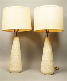 Lot 340 Pr Mid Century Plaster Table Lamps. Teardrop form