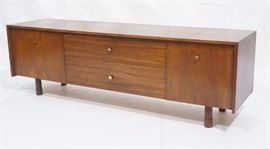 Lot 349 Low Modern Credenza Sideboard. 2 side drop down d