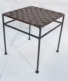 Lot 363 Wrought Iron and Leather Woven Seat stool