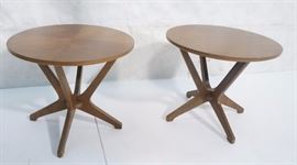 Lot 367 Pr DREXEL Modernist Small Round Side Tables. 4 co