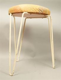 Lot 373 KNOLL Style Upholstered Bench Stool. Floral fabri