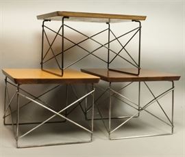 Lot 335 3 CHARLES EAMES Wire Frame Tables LTR Model. One 