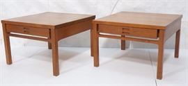 Lot 369 Pr Danish Modern Teak One Drawer Side End Tables.