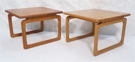 Lot 370 Pr Danish Modern Teak Oversized Side Tables. Open