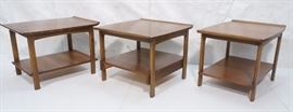 Lot 375 3pc LANE American Modern Walnut End Tables. Pr bo