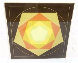 Lot 377 Modernist Op Art Reverse Painted on Glass Wall Ar
