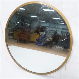 Lot 379 Lg Oversized Metal Framed Round Wall Mirror. Gold