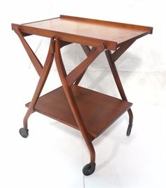 Lot 381 DREXEL Modern Rolling Bar Tea Cart. Stylish form 
