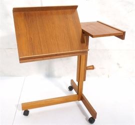 Lot 382 Danish Teak Rolling Music Stand Magazine Shelf. A