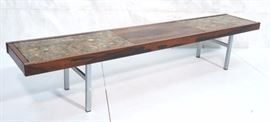 Lot 386 Modern Rosewood Stone Narrow Cocktail Table. Long