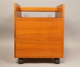 Lot 387 BRUKSBO Norway Modern Teak Rolling Magazine Cart.