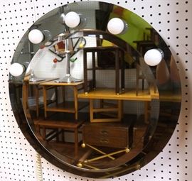 Lot 393 Modern Double Layered Beveled Round Wall Mirror. 